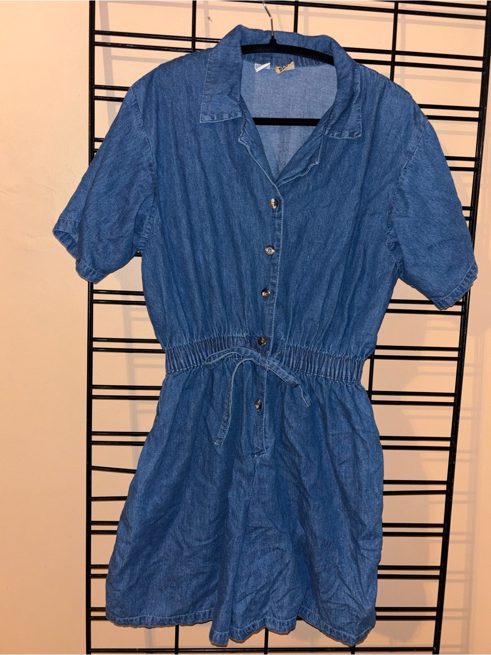 Northwest Blue Blue Denim Button-Front Drawstring Dress